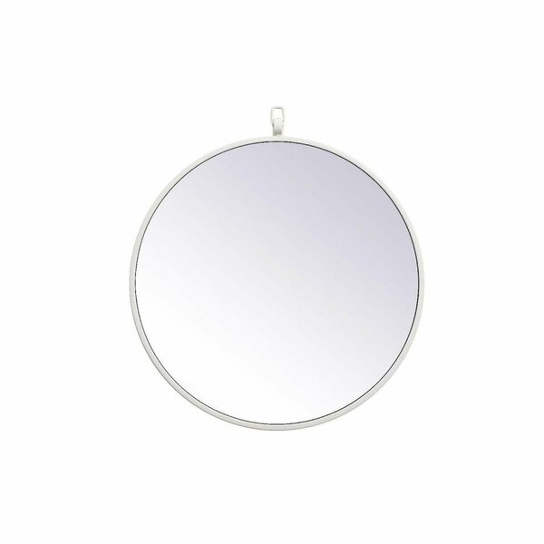 Elegant Decor 18 in. Metal Frame Round Mirror with Decorative Hook, White MR4718WH